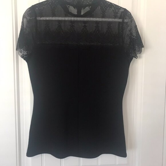RW&CO Lace and Crepe Mock-Neck T-Shirt - Picture 3 of 3